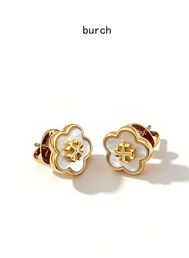 Burch Women's Lacquered Raised Logo Stud Earrings - Image 1